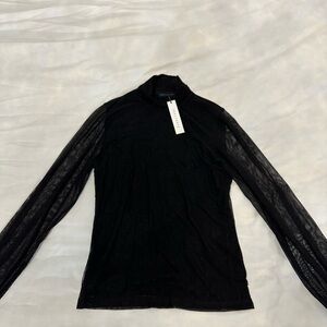 Sanctuary Elegant Black Sheer Sleeve Top. Small